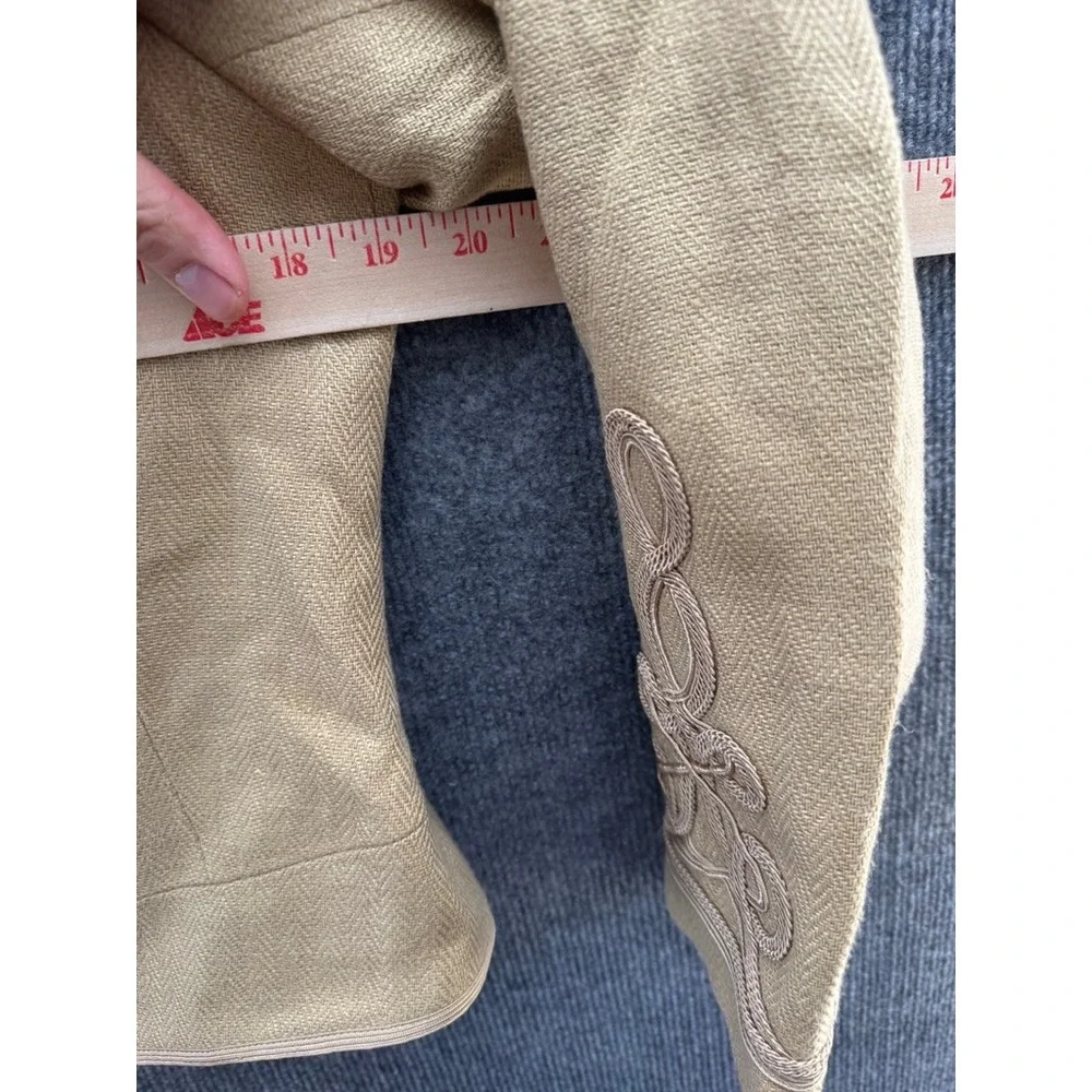 NWT Lauren Ralph Lauren Petite Tan Linen Military Jacket Soutache Cuffs 12P NEW - Picture 10 of 12